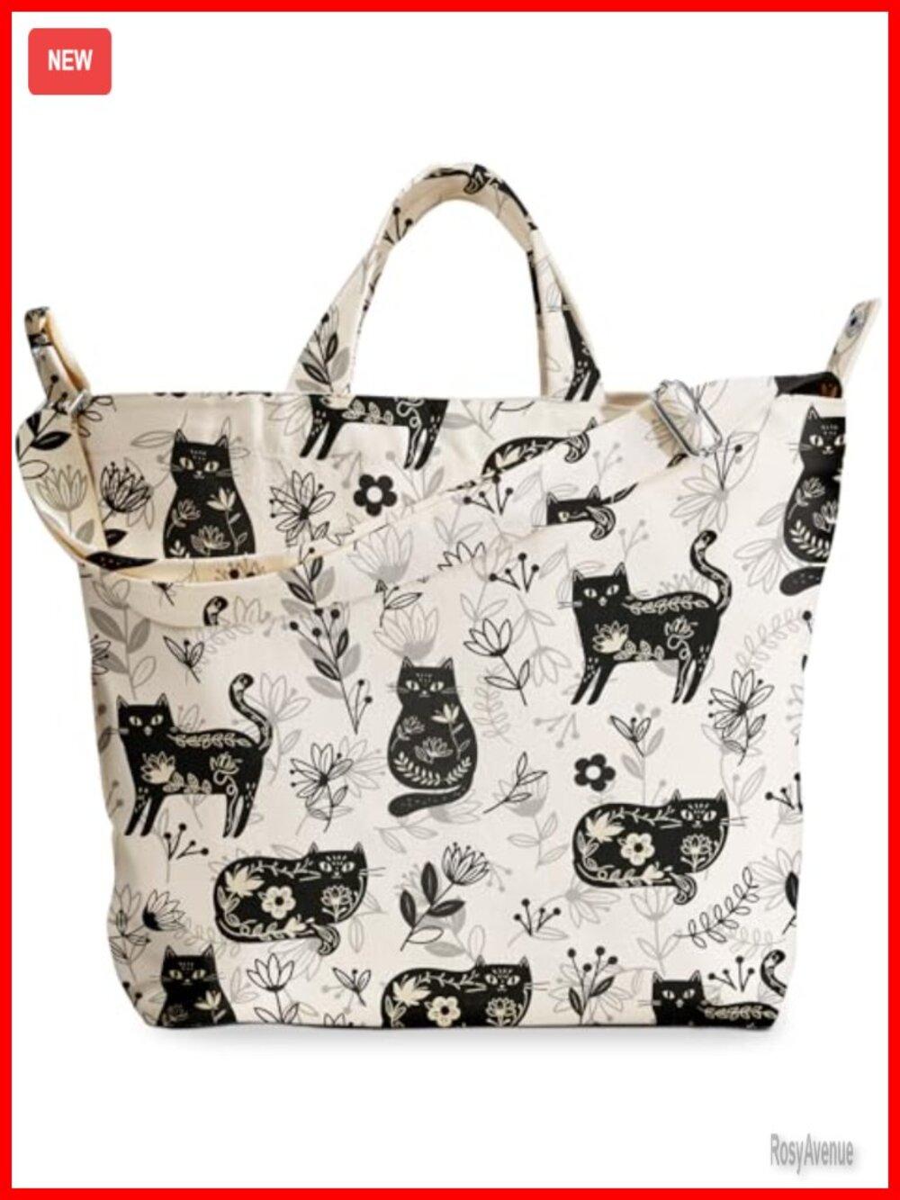 Canvas Crossbody Tote Bag with Zipper Buckle Adjustable Strap